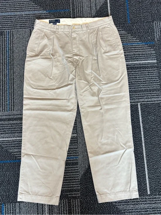 Polo Ralph Lauren Andrew Pants 38x30 Biege pleated - Picture 1 of 9